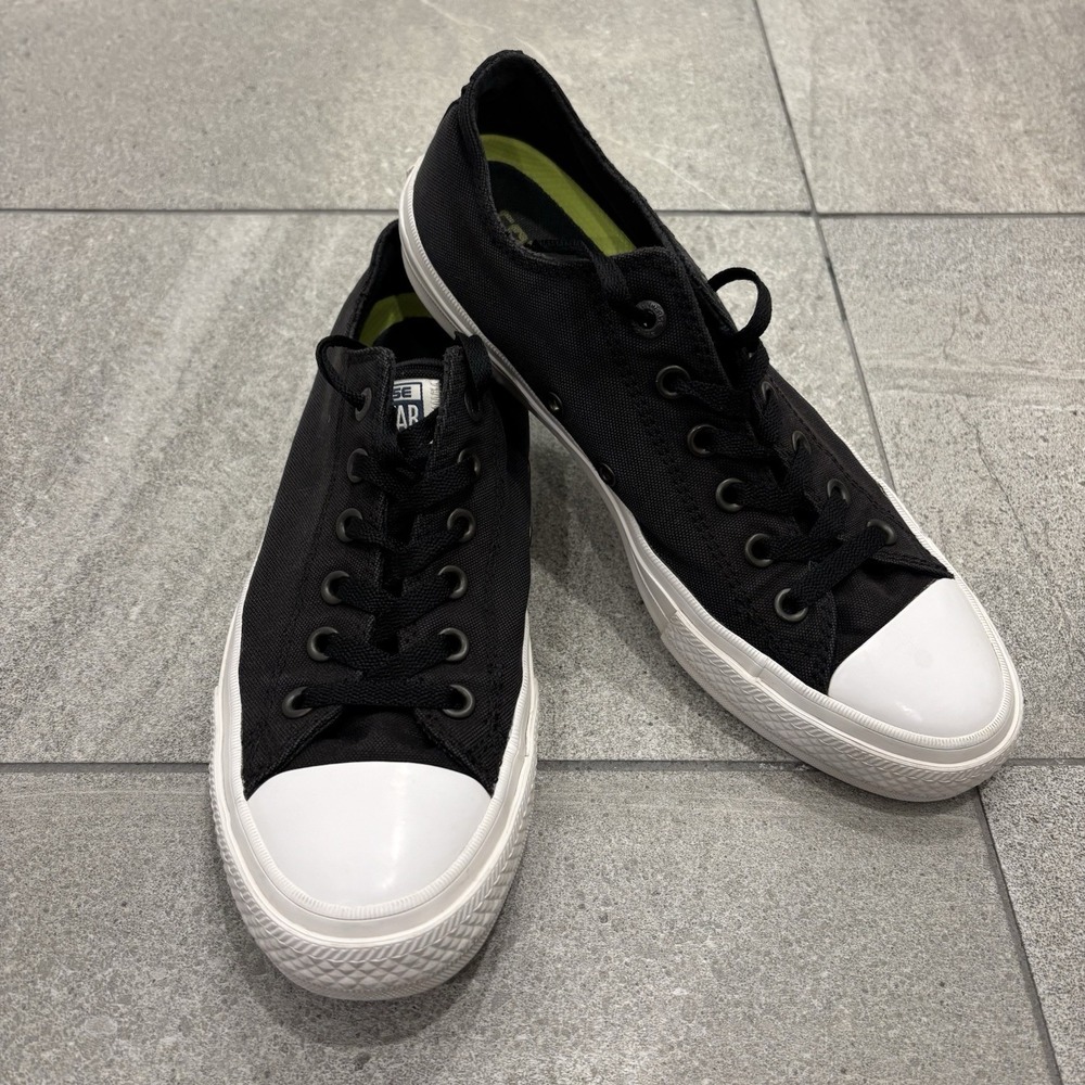Converse All Star Chuck Taylor II Black/White Low Lunarlon Men's 8 Women's 10